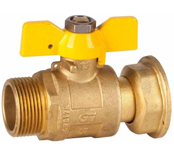 Válvula esfera recta para gas, M-H tuerca deslizante