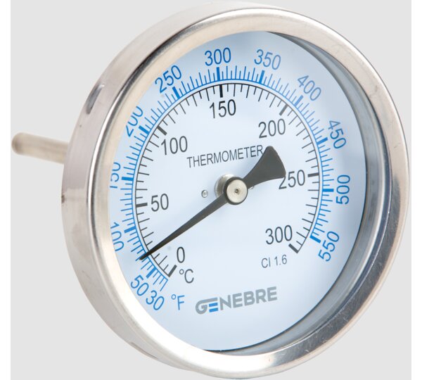 Termómetros bimetálicos inoxidables. Conexión posterior