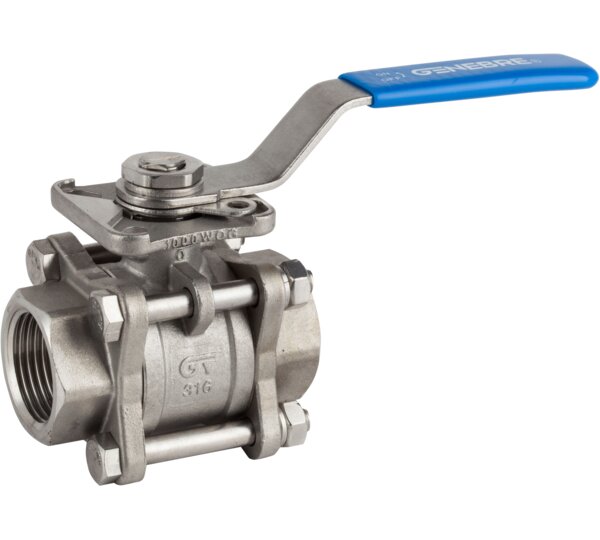 Válvula de control con esfera “V”, 3 piezas