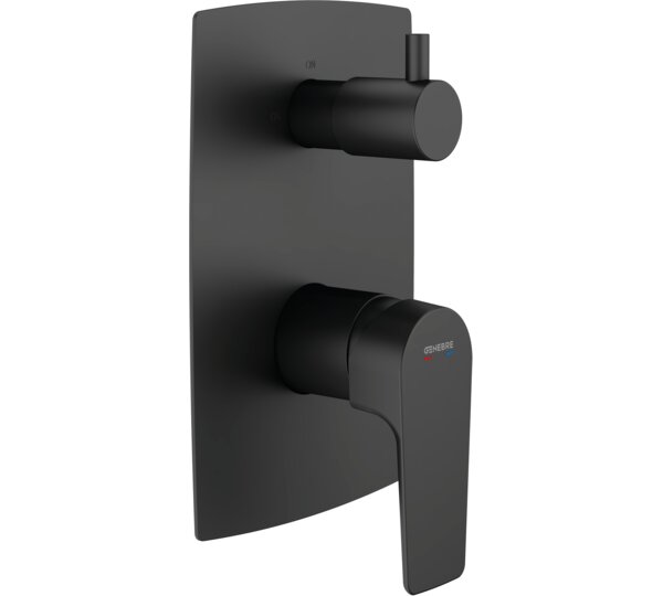 Monomando empotrado con inversor cerámico 3 vías Negro Koral Black