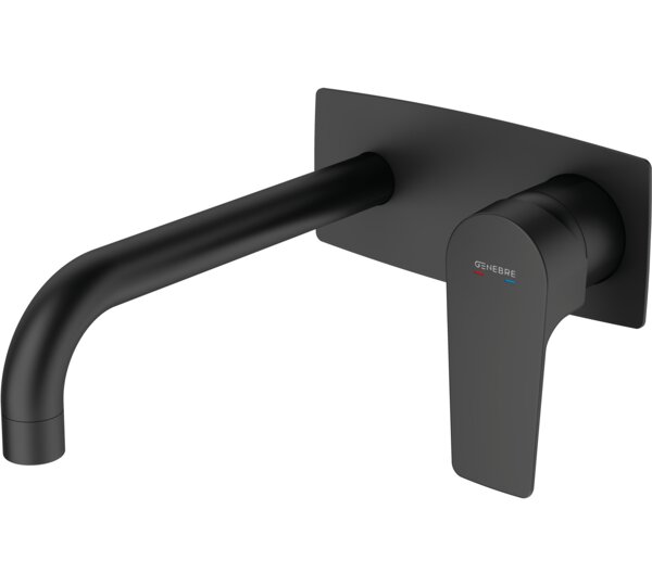 Monomando de lavabo empotrado caño 22 cm Negro Koral Black