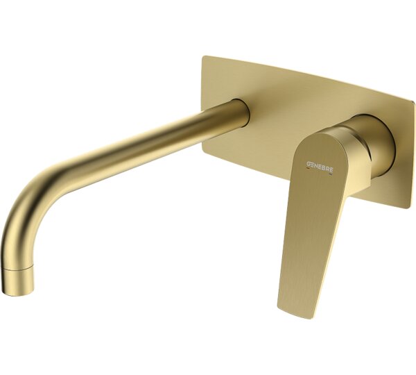 Monomando de lavabo empotrado caño 22 cm Oro Cepillado Kloe