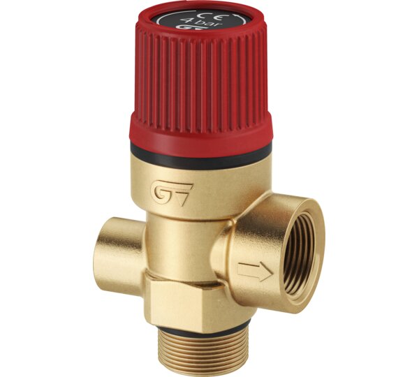 Válvula de seguridad escuadra con conexión manómetro-4 bar