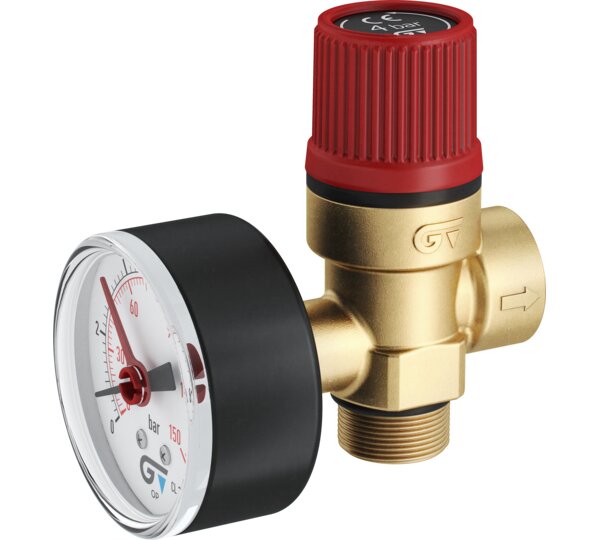 Válvula de seguridad con conexión y manometro 6 bar (3192E)