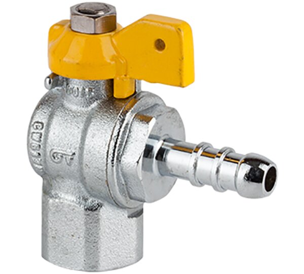 Válvula esfera escuadra para gas, H-conexión manguera