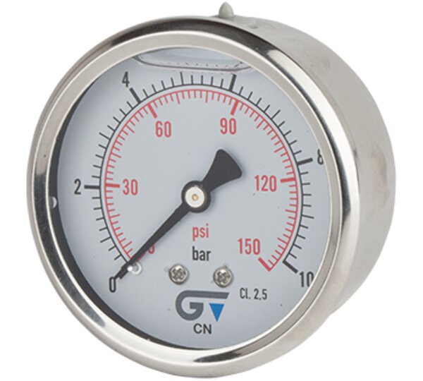 Manómetro Ø 63 con glicerina, salida posterior, rosca BSP