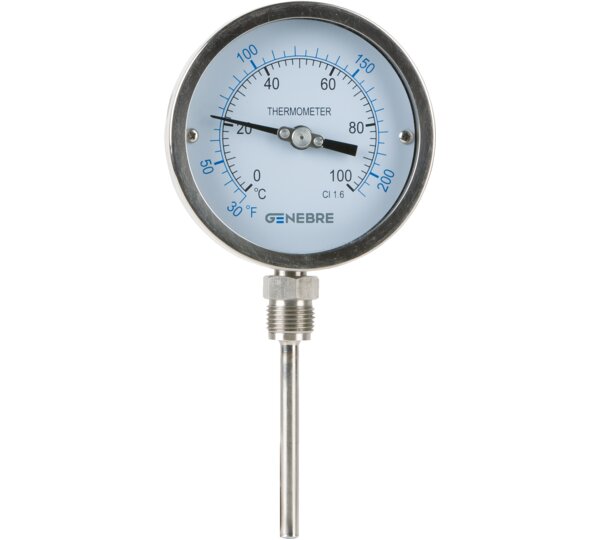 Termómetros bimetálicos inoxidables. Conexión inferior