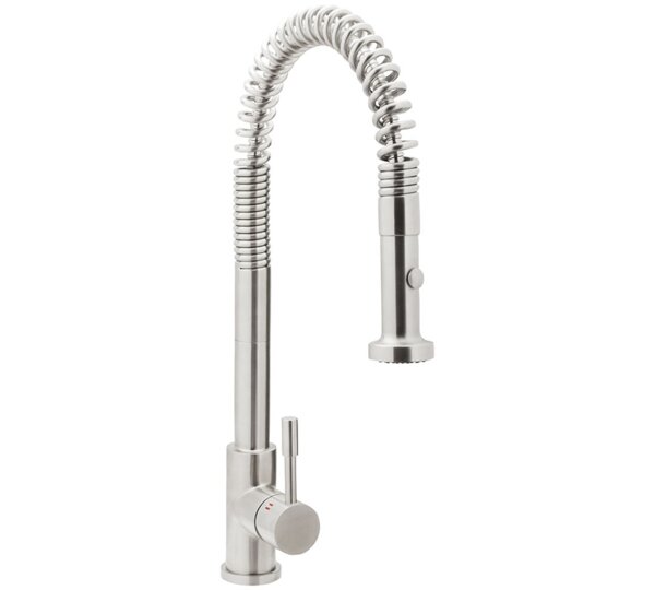 Grifo de cocina monomando inox con muelle y ducha extraíble TAU