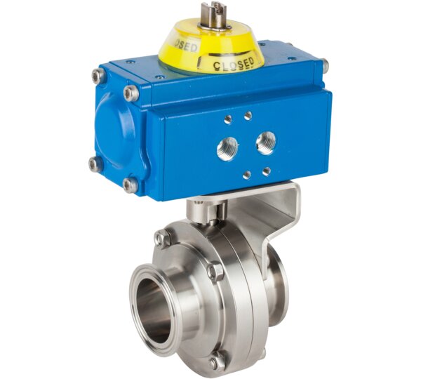 Válvula mariposa extremos clamp con actuador GNP