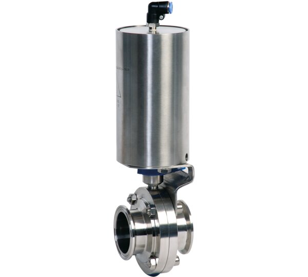 Válvula mariposa extremos clamp con actador inoxidable