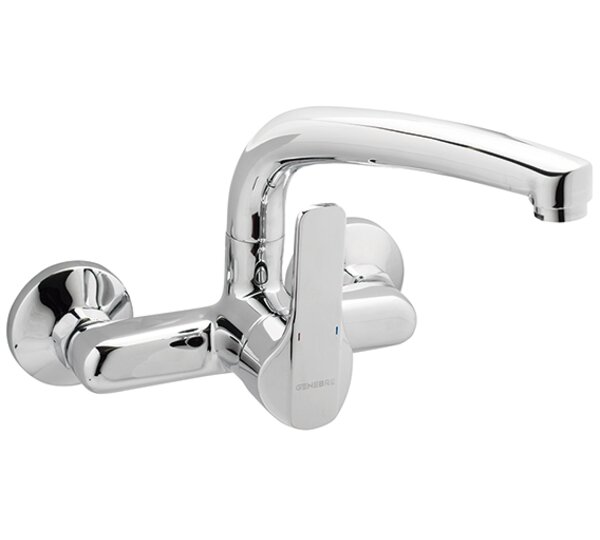 Grifo de cocina monomando mural 15 cm, caño corto