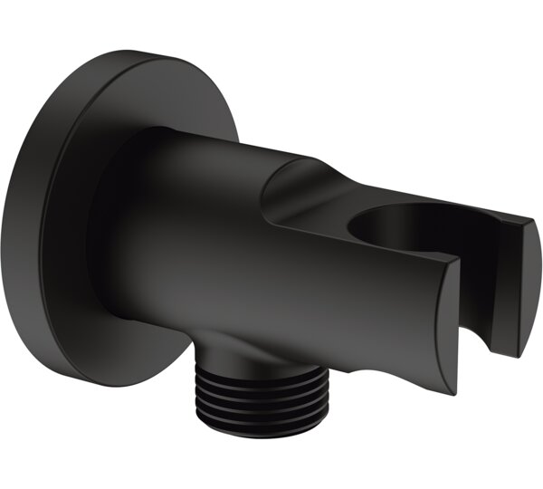 Soporte de ducha cilindrico con toma 1/2" Negro