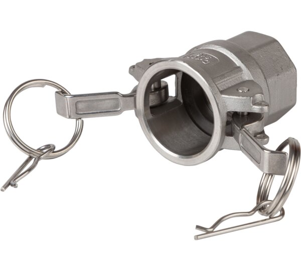 Racor Tipo D: Camlock Hembra – Rosca Hembra ISO 7-1 (EN 10226-1).