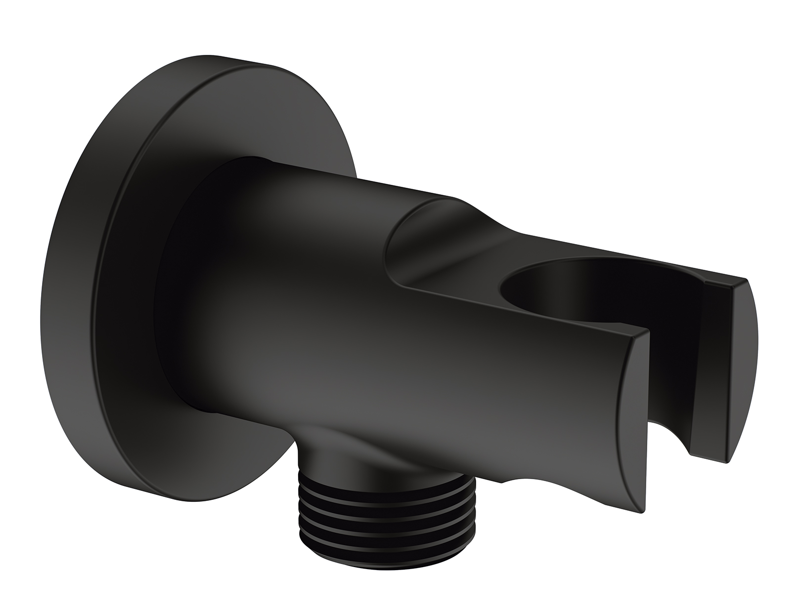 Soporte de ducha cilindrico con toma 1/2" Negro