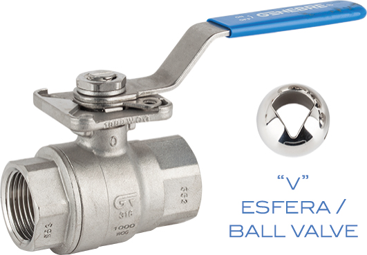 Válvula de control con esfera "V", 2 piezas