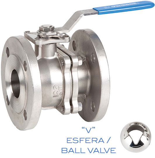 Válvula de control con esfera “V”, 2 piezas bridas DIN PN 40/16