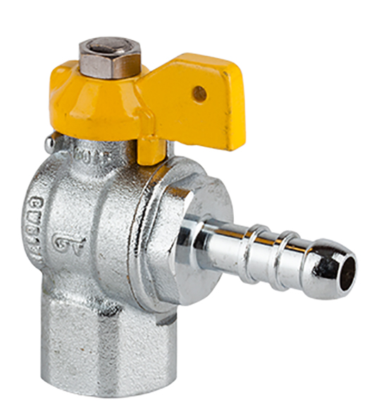 Válvula esfera escuadra para gas, H-conexión manguera