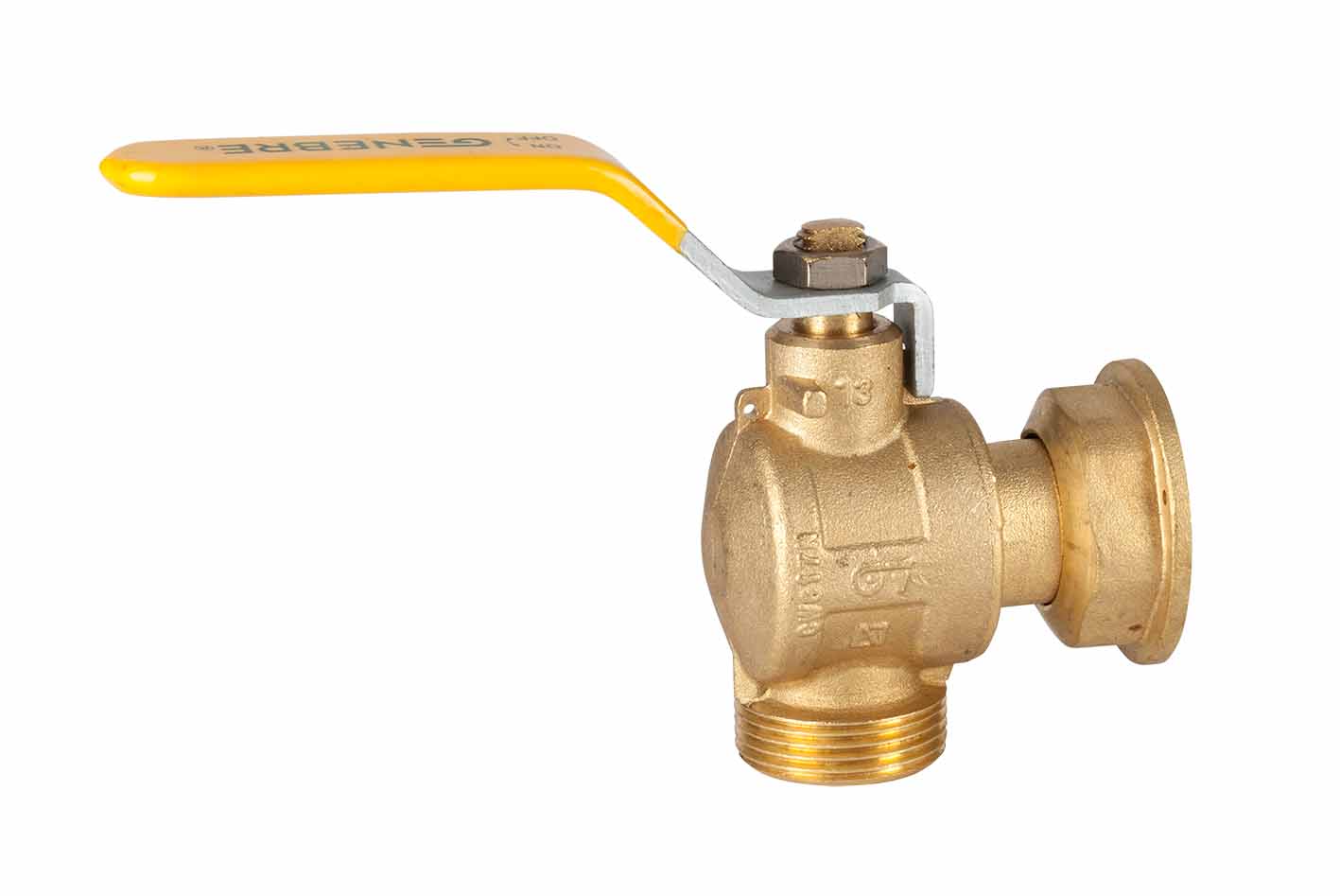 Válvula esfera escuadra para gas, M-H tuerca deslizante