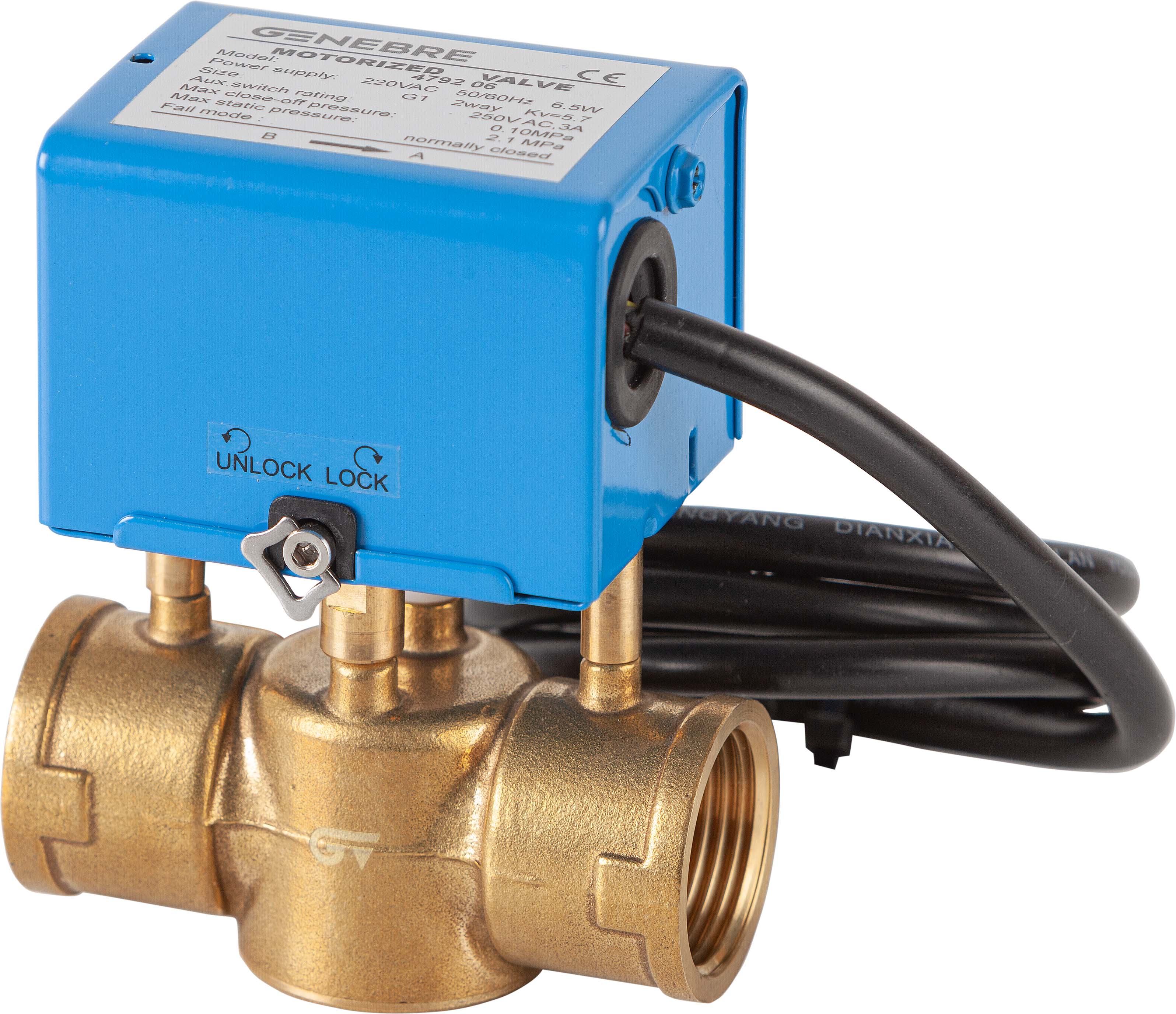 Válvula motorizada-zona 2 vías con cable de 5 hilos