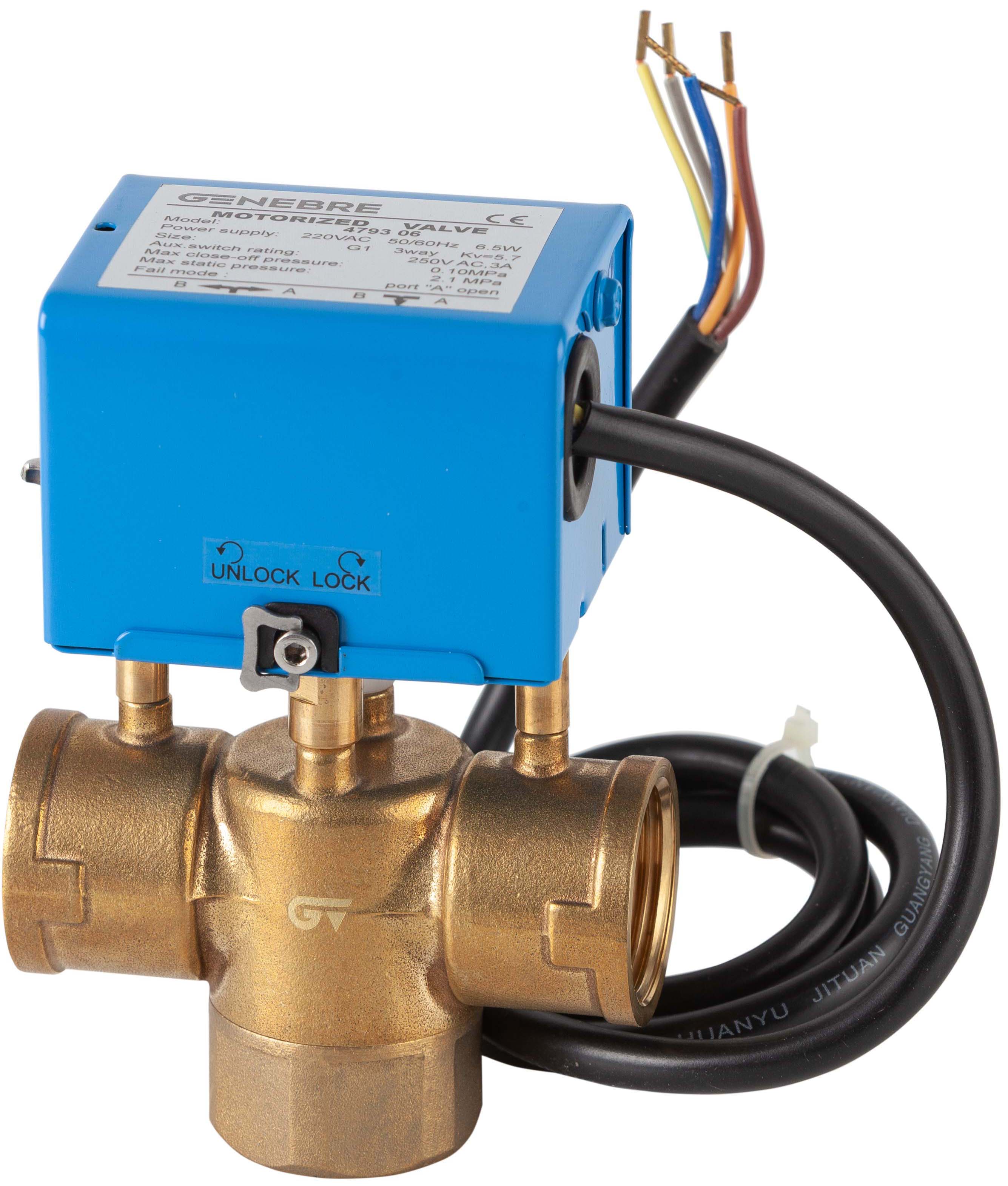 Válvula motorizada-zona 3 vías con cable de 5 hilos