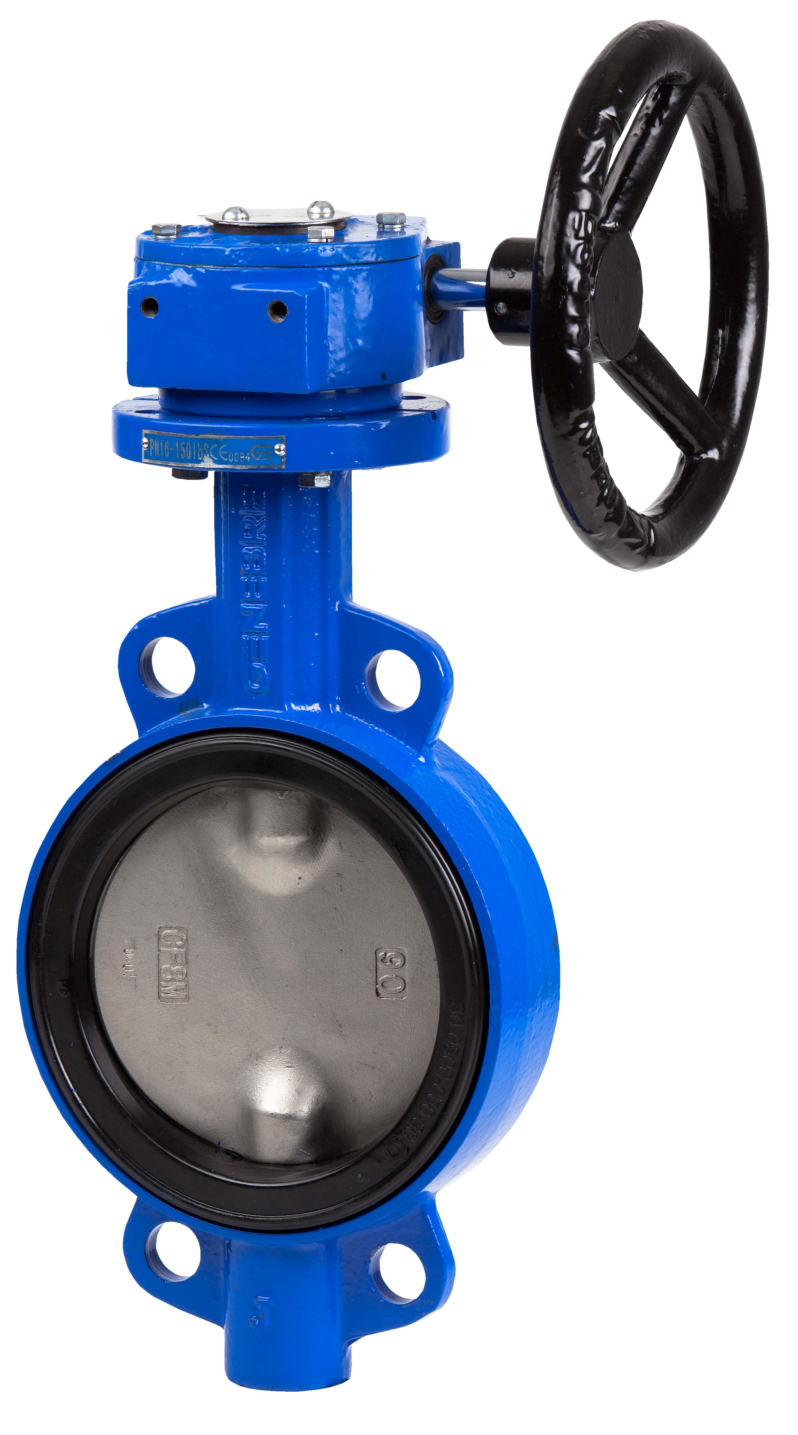 Válvula mariposa ref: 2103 tipo wafer PN 10/16. ANSI 150 lbs con reductor manual