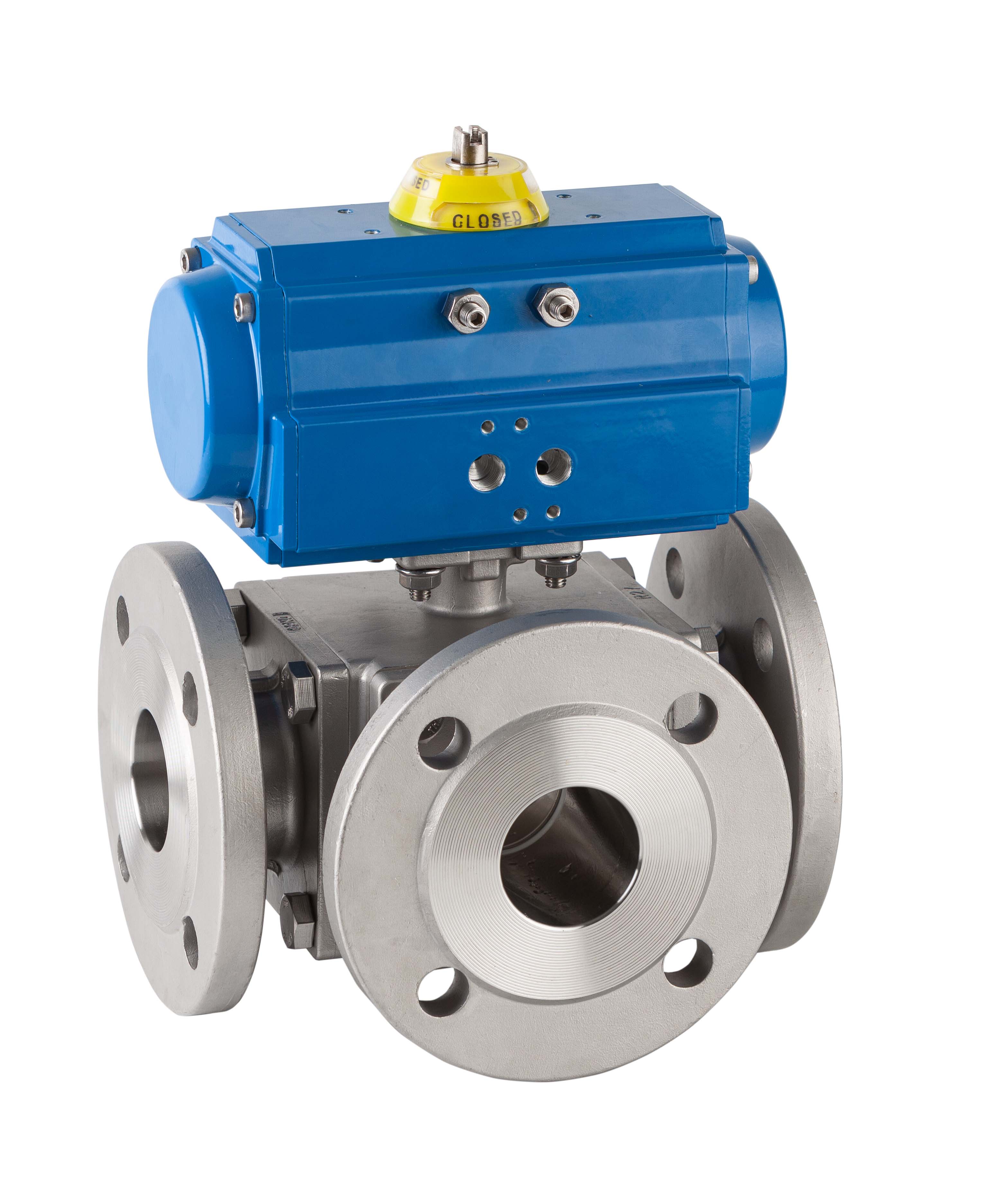 Válvula esfera 3 vías bridada “L” / Actuador GNP