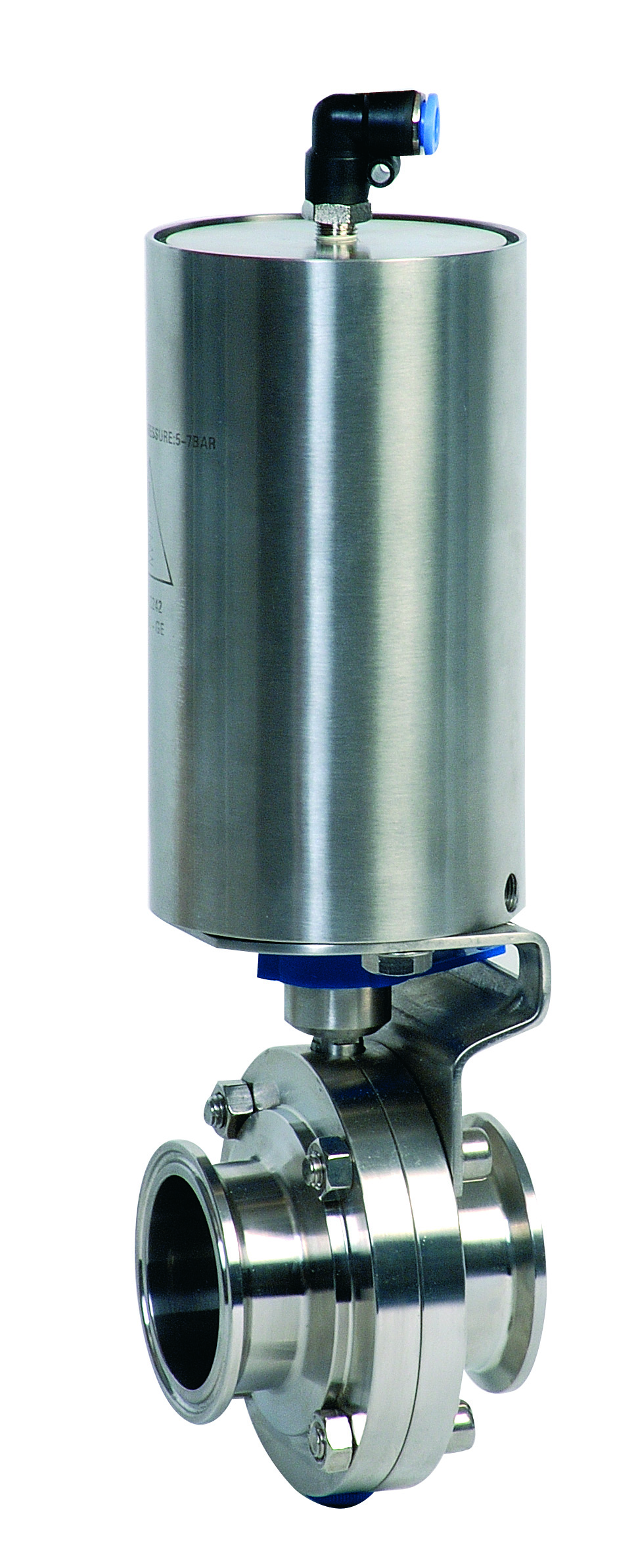 Válvula mariposa extremos clamp con actador inoxidable