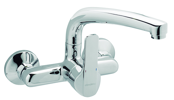 Grifo de cocina monomando mural 15 cm, caño corto