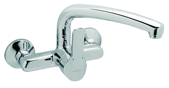 Grifo de cocina monomando mural 15 cm, caño largo