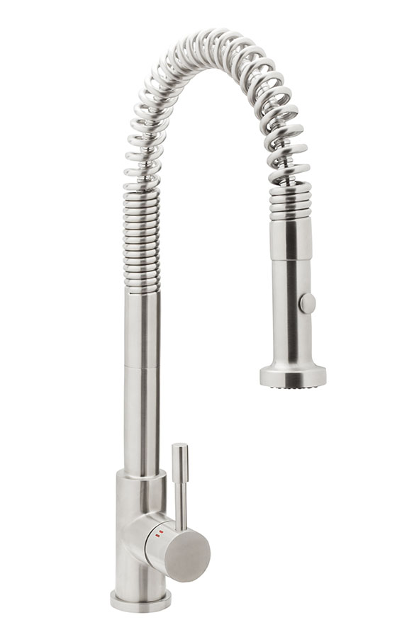 Grifo de cocina monomando inox con muelle y ducha extraíble TAU