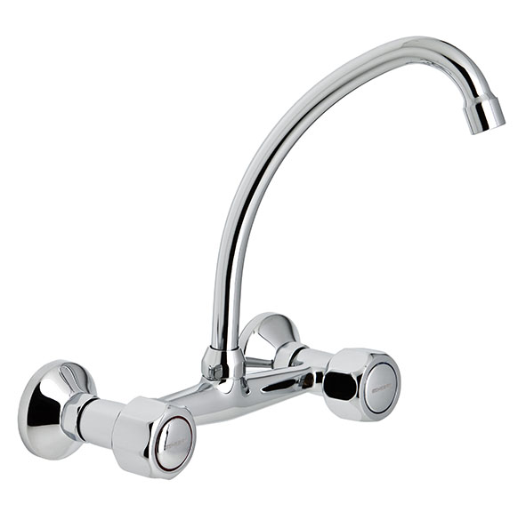 Grupo mural fregadera 20 cm caño tubo alto vertical GAMMA